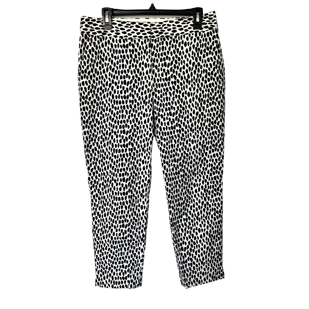 Talbots Wms 8 Slim Crop Black White Animal Print Ankle Pants Stretch Cotton